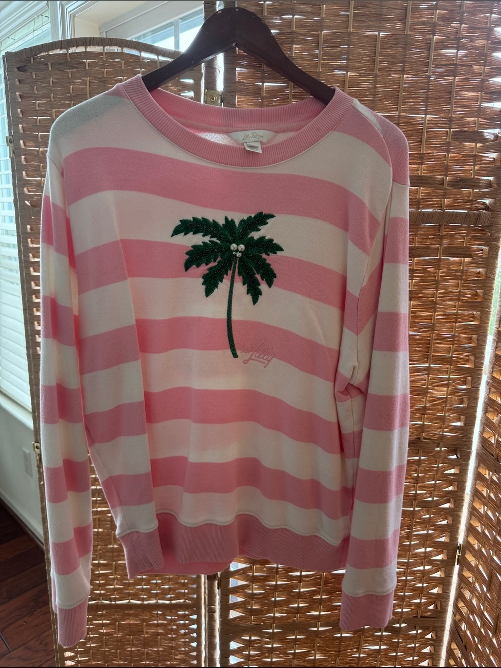 Lilly Pulitzer Pink & White Striped Palm Sweater